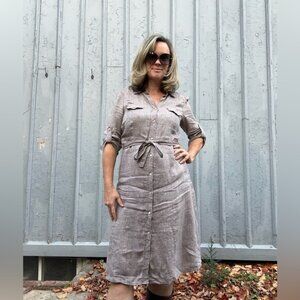 Loro Piana Linen Shirt Dress, Size 48 (US 10/12)